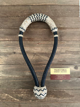 Load image into Gallery viewer, Bosal 5/8” 16 Plait Rawhide Black Cheeks Natural Accents MC16ch-b