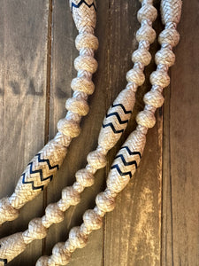 Romal Reins 12 Plait 84” GM Natural Color, Black Accents MC12 SALE!