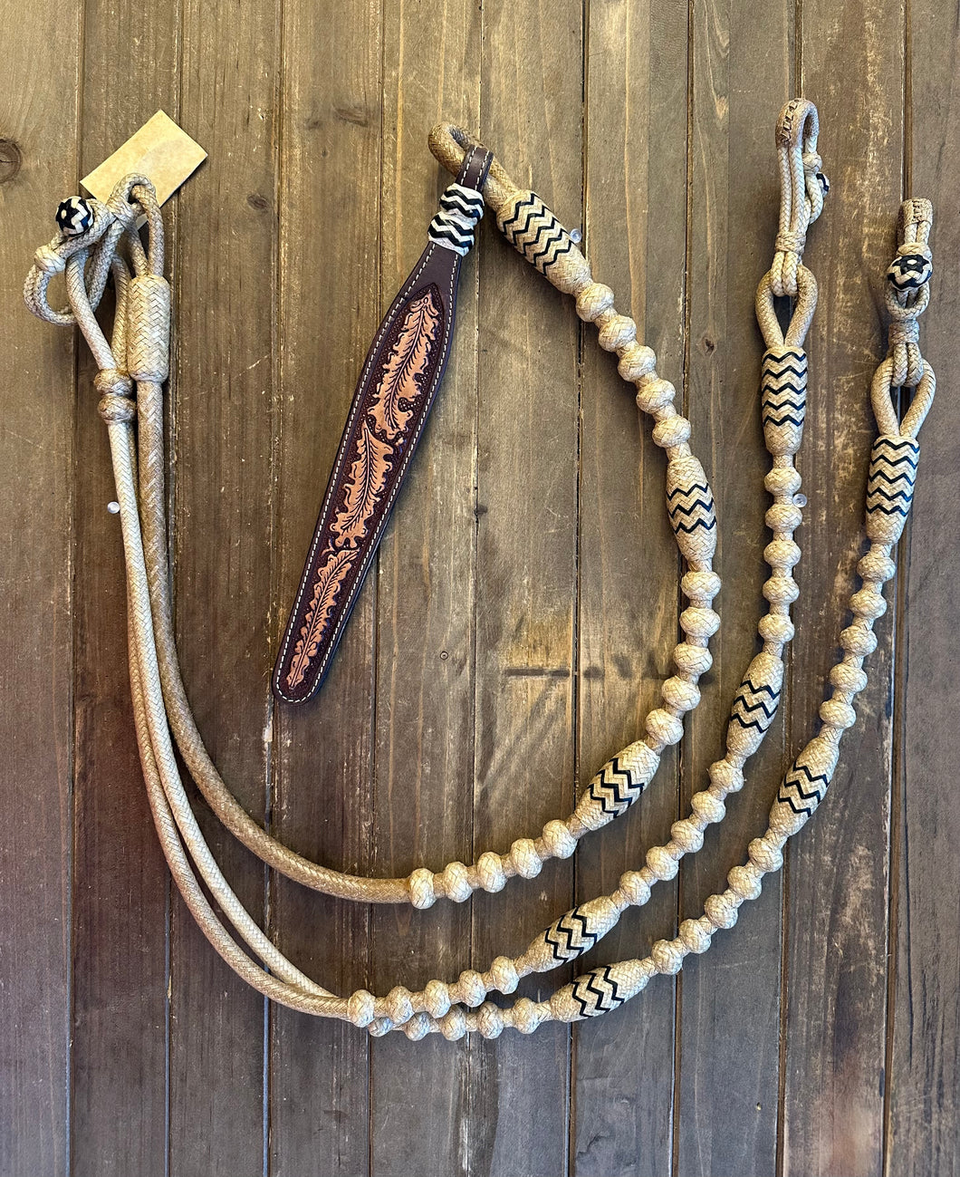 Romal Reins 18 Plait 84” GM Pattern Natural with Black Accents #MC18 SALE!